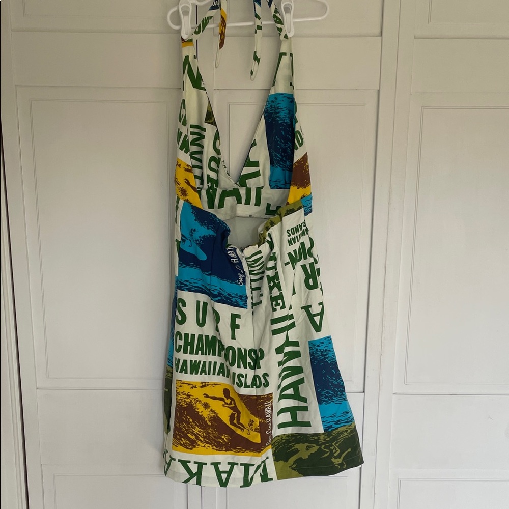 Vintage Surf Line Hawaii Graphic Halter Mini Dress SzXS - Picture 5 of 9